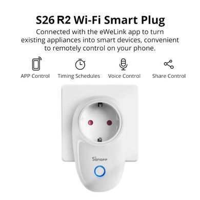 Розетка Sonoff s26, Білий
