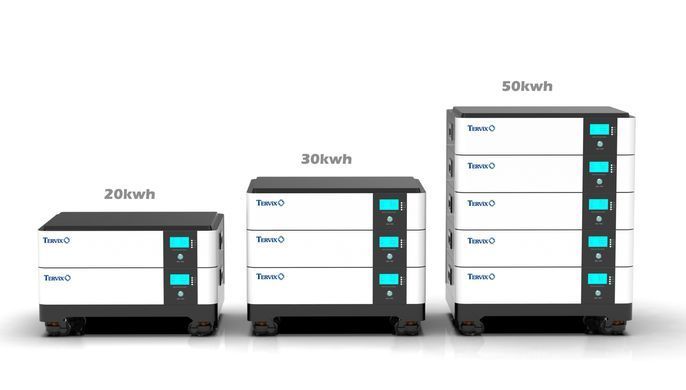 Система на 20 кВтг (потужність 12кВт) 611420 Гібридний інвертор 12кВт, 3 фази, Tervix Pro Line S + 621141 Акумуляторна батарея LiFePO