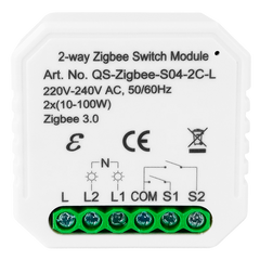 Розумний вимикач Tervix Pro Line ZigBee Switch (2 клавіші), без нуля, Білий