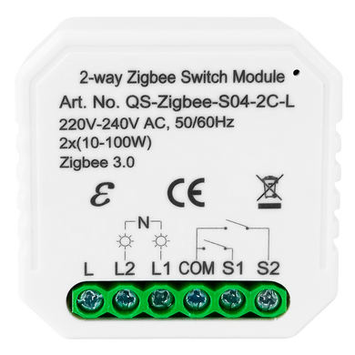 Умный выключатель Tervix Pro Line ZigBee Switch (2 клавиши), без нуля, Белый