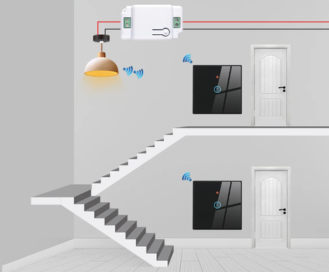 Беспроводной выключатель с реле Smartul WHC01-B-TH 1 канал Black, Черный
