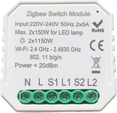 Умный выключатель Tervix Pro Line ZigBee Switch (2 клавиши), Белый