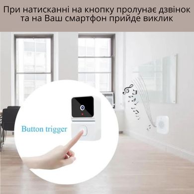 Бездротовий WI-Fi домофон Tuya Smart відеодзвінок, Білий