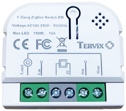 Розумний вимикач Tervix Pro Line ZigBee Switch (1 клавіша / розетка), Білий