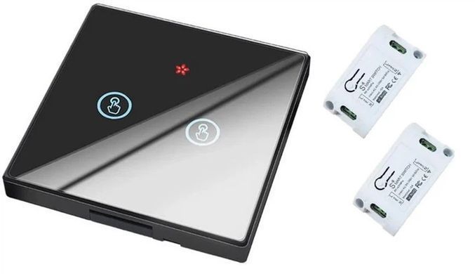 Беспроводной выключатель с реле Smartul WHC02-B-TH 2 канал Black
