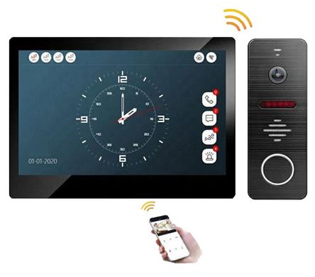 Комплект відеодомофона WiFi + Ethernet Tervix Pro Line Smart Video Door Phone System, Черный