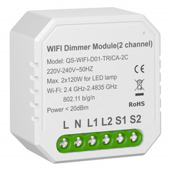 Умный выключатель – регулятор Tervix Pro Line WiFi Dimmer (2 клавиши), Белый