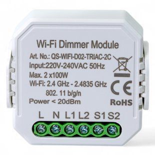 Розумний вимикач - регулятор Tervix Pro Line WiFi Dimmer (2 клавіші), Білий