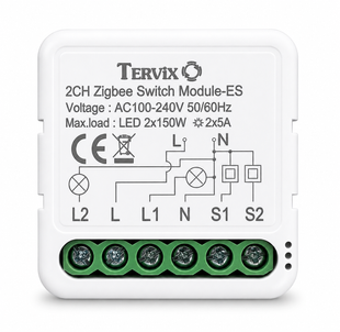 Розумний вимикач Tervix Pro Line WiFi Switch (2 клавіші), Білий
