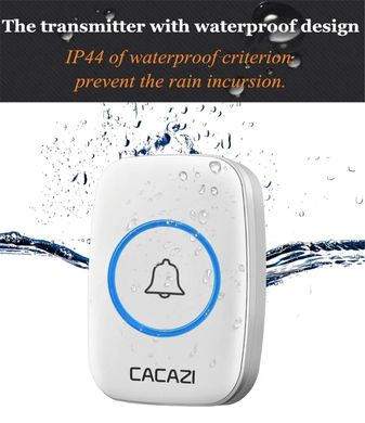 Дверной беспроводной звонок Cacazi F12 с двумя кнопками вызова. white дальность 300 м / водонепроницаемый, Белый