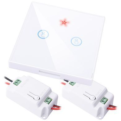 Бездротовий вимикач з реле Smartul WHC02-B-TH 2 канала White