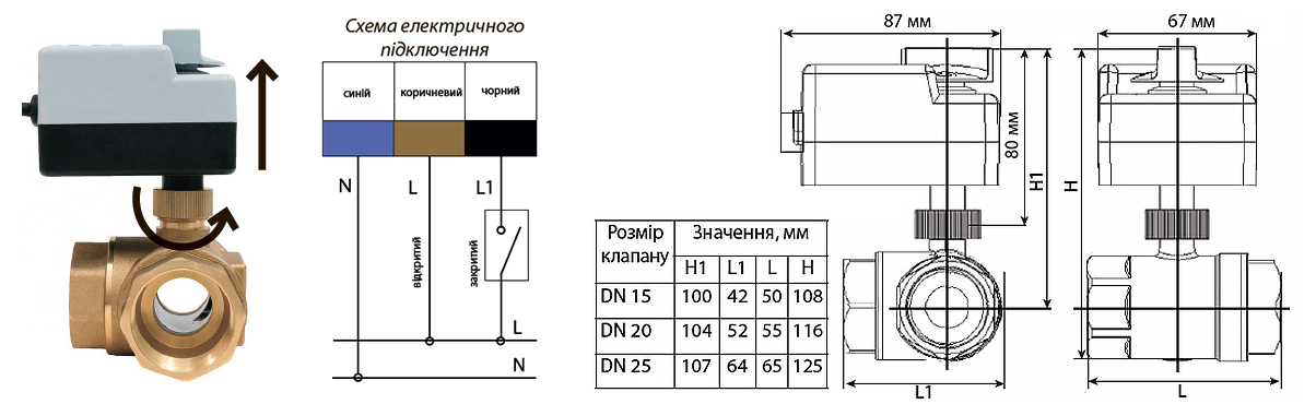 3-ходовой шаровой клапан НО с электроприводом Tervix Pro Line ORC 3-way